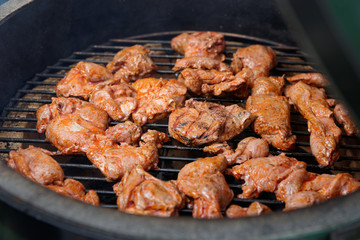 Venison being fried on grill