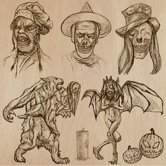 Fototapeta na wymiar Halloween, Monsters, Magic - Vector collection
