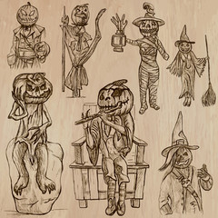 Fototapeta na wymiar Halloween, Jack o Lantern - An hand drawn vector pack