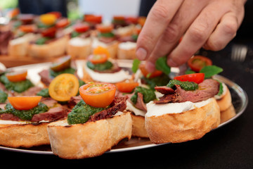 Chef is making bruschettas