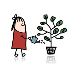 Man watering a money tree