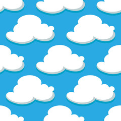 Seamless pattern of sky and white clouds