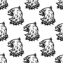Stylized black eagle seamless pattern