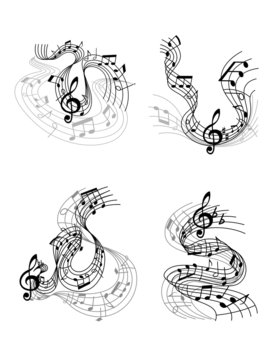 Musical compositions with music waves