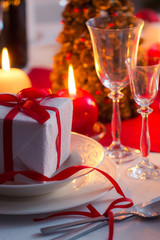 Xmas gift as a main course on the Christmas table