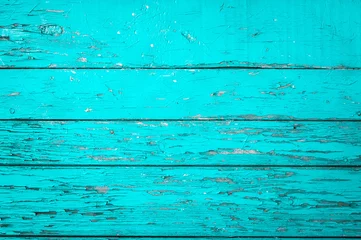 Fotobehang Old wooden painted background in turquoise color. © olllinka2