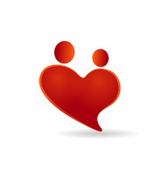 Couples in a heart symbol icon vector logo