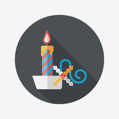Christmas candle flat icon with long shadow,eps10