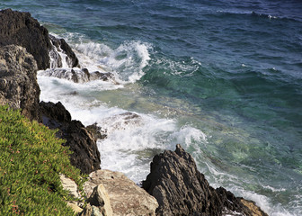 Fototapeta na wymiar Beautiful coast washed by the Aegean Sea.
