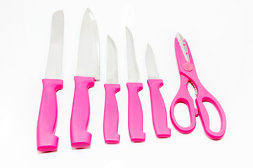 Kitchen Knives on white background