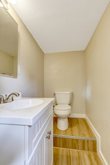 Restroom interior with step
