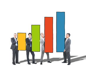 Happy Business People Holding Bar Graph