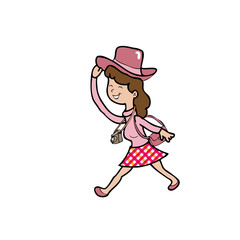 Woman Asian tourist cartoon