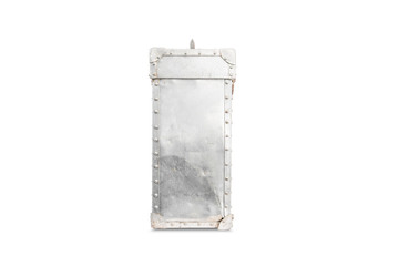 Metal case,Old case of film and rust on metal isolated on white