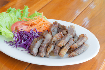 Roast pork on a plate