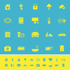 General home stay color icons on blue background