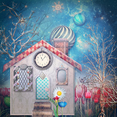 Fairytales house in the forest in the starry night © Rosario Rizzo