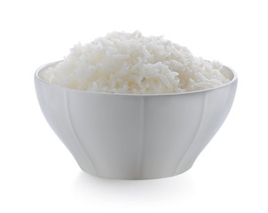 bowl full of rice on white with clipping path