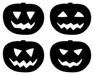 Halloween pumpkin icons set isolated on white