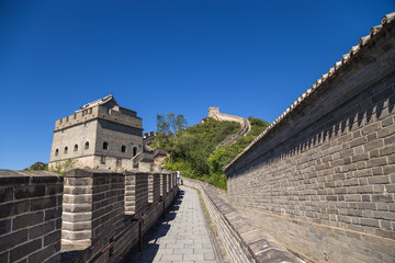 Fototapeta na wymiar China, Juyongguan. Top view of a section of the Great Wall