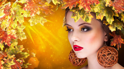 Obraz na płótnie Canvas Autumn fashion portrait of beautiful woman