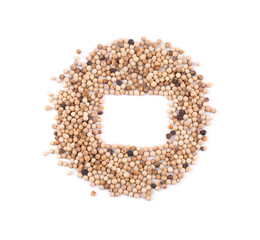 White peppercorn in the form of frame.