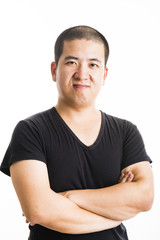Obraz premium Young asian man standing isolated on white