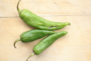 Wilted green chili pepper.