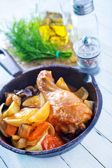 fried chicken with vegetables