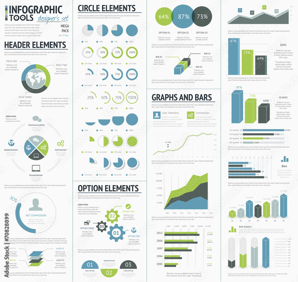 Poster information graphics to visualize corporate data infographics
