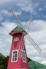wood turbine and sky