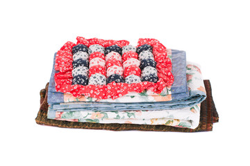 Stack of beautiful handmade quilts.