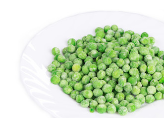 Plate full of green peas.