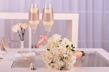 Beautiful wedding still life with  bouquet