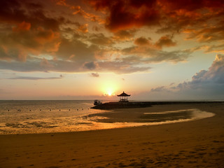 sunset in bali beach