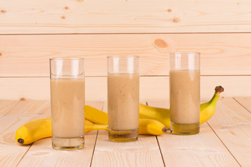 Banana fresh juice and fruit.