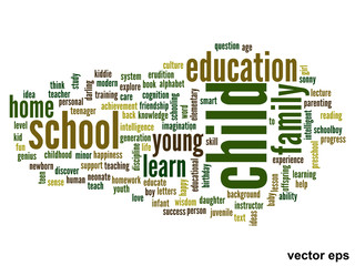 Vector conceptual child education word cloud