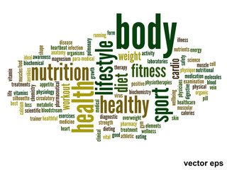 Vector conceptual health word cloud