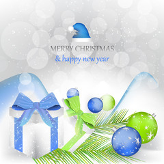 Christmas background, greeting card with decoration