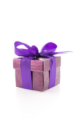 Purple gift box isolated on white background