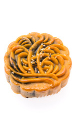 Moon cake isolated on white