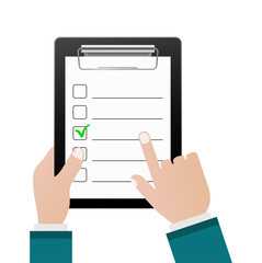 checklist with hand cursor
