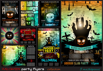 Obraz premium Halloween Party Flyer with creepy colorful elements