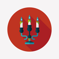 Christmas candle flat icon with long shadow,eps10