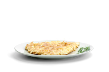 scrambled eggs on a white background
