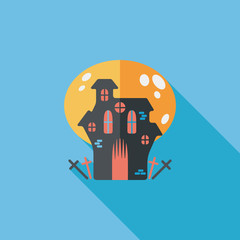 Halloween house flat icon with long shadow,eps10