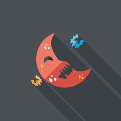 Halloween moon flat icon with long shadow,eps10