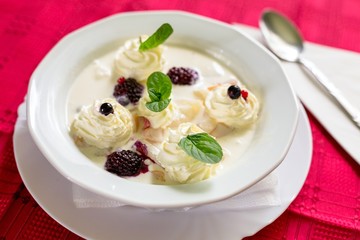 Food on white tablecloth