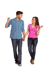 Obraz premium Full length of happy young couple