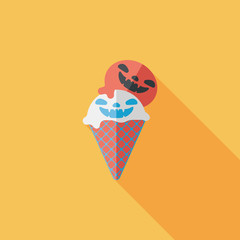 Halloween ice cream flat icon with long shadow,eps10